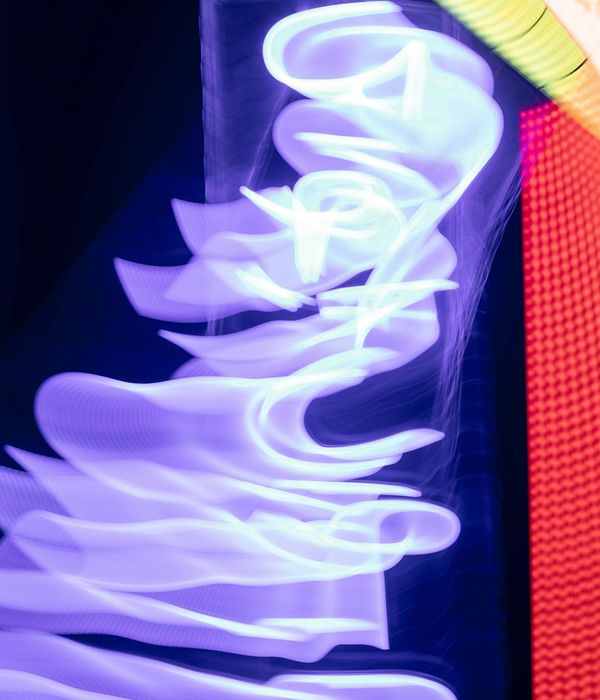 Cyberpunk style visualization of energy flow during light exercise